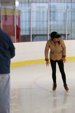 Employees enjoying ice skating day
